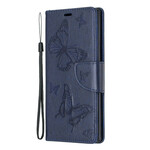 Funda Samsung Galaxy Note 10 Mariposas y solapa oblicua