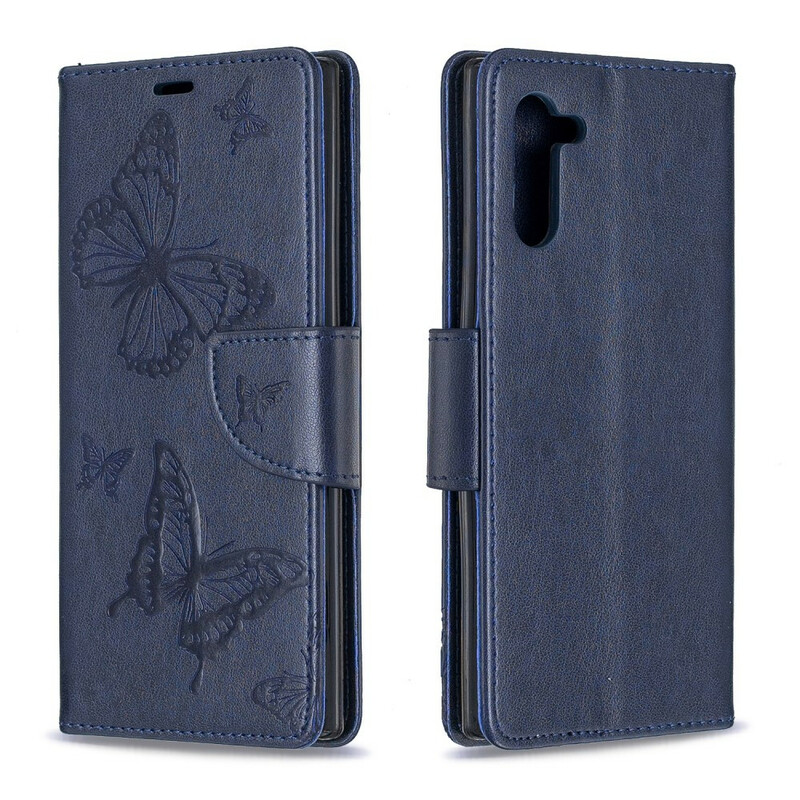 Funda Samsung Galaxy Note 10 Mariposas y solapa oblicua