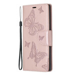 Funda Samsung Galaxy Note 10 Mariposas y solapa oblicua