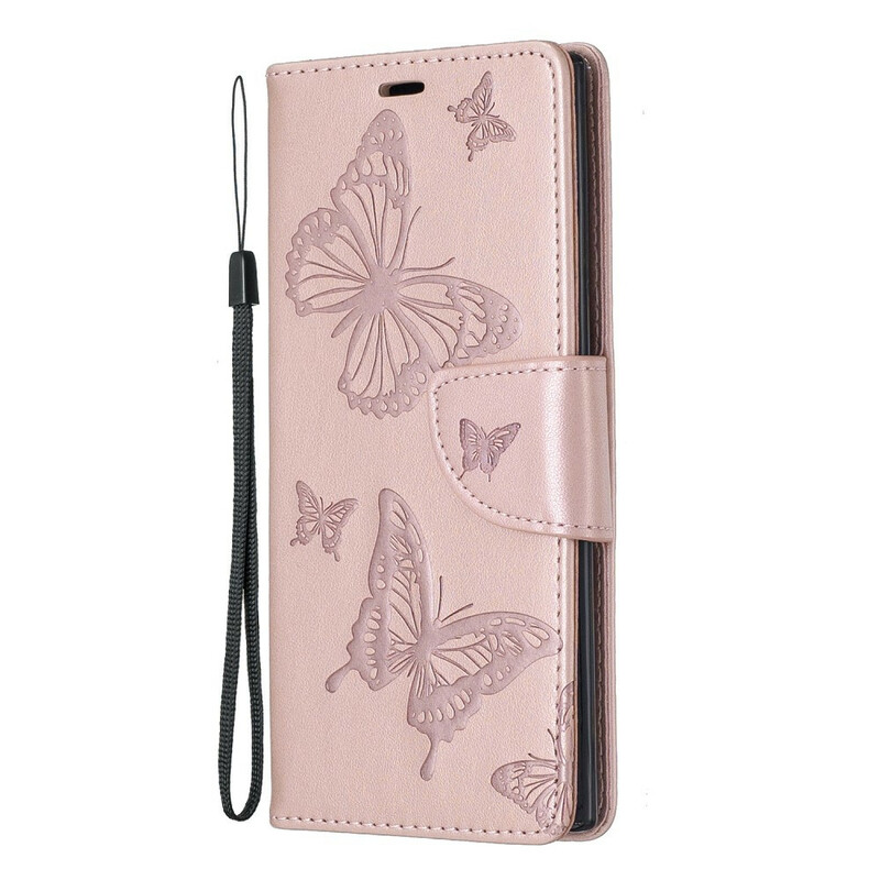 Funda Samsung Galaxy Note 10 Mariposas y solapa oblicua