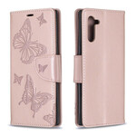 Funda Samsung Galaxy Note 10 Mariposas y solapa oblicua