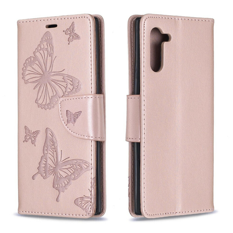 Funda Samsung Galaxy Note 10 Mariposas y solapa oblicua