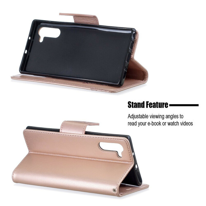 Funda Samsung Galaxy Note 10 Mariposas y solapa oblicua