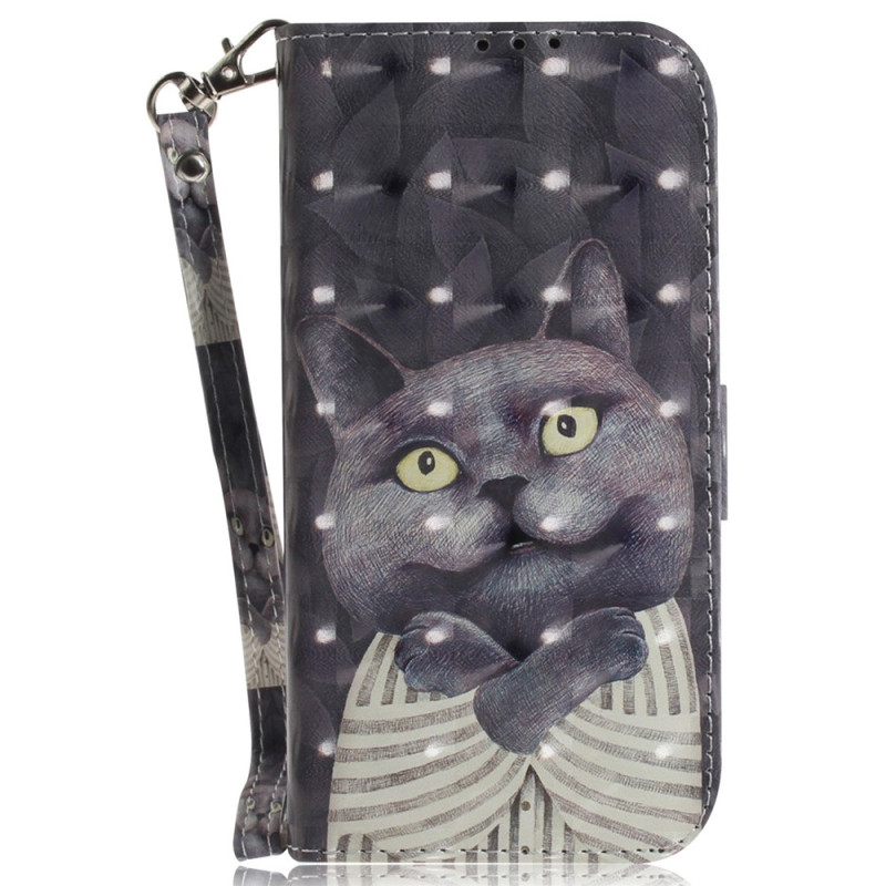 Funda para Xiaomi Redmi Note 17 Pro Max 5G con diseño de gato gris y colgante