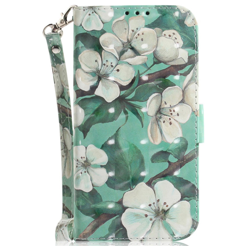 Funda para Xiaomi Redmi Note 17 Pro Max 5G con diseño de flores en acuarela y cordón