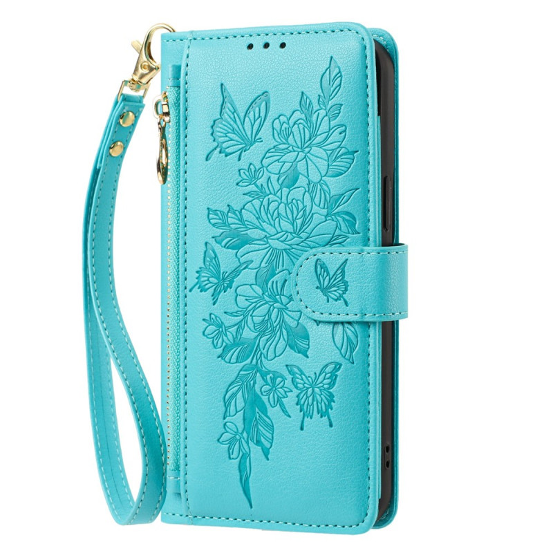 Funda tipo cartera para Samsung Galaxy S26 FE con mariposas y flores