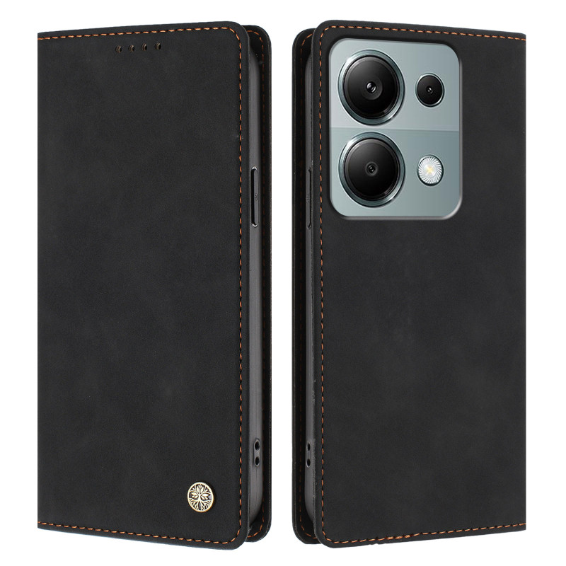 Funda tipo flip para Xiaomi Redmi 17 5G / 4G con efecto ante y costuras