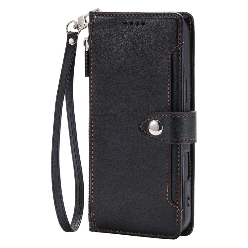 Funda tipo cartera para Xiaomi Redmi 17 5G / 4G con textura de lichi
