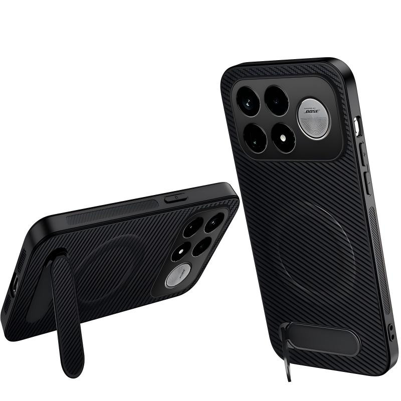 Funda para el Poco F9 Ultra de fibra de carbono con soporte integrado