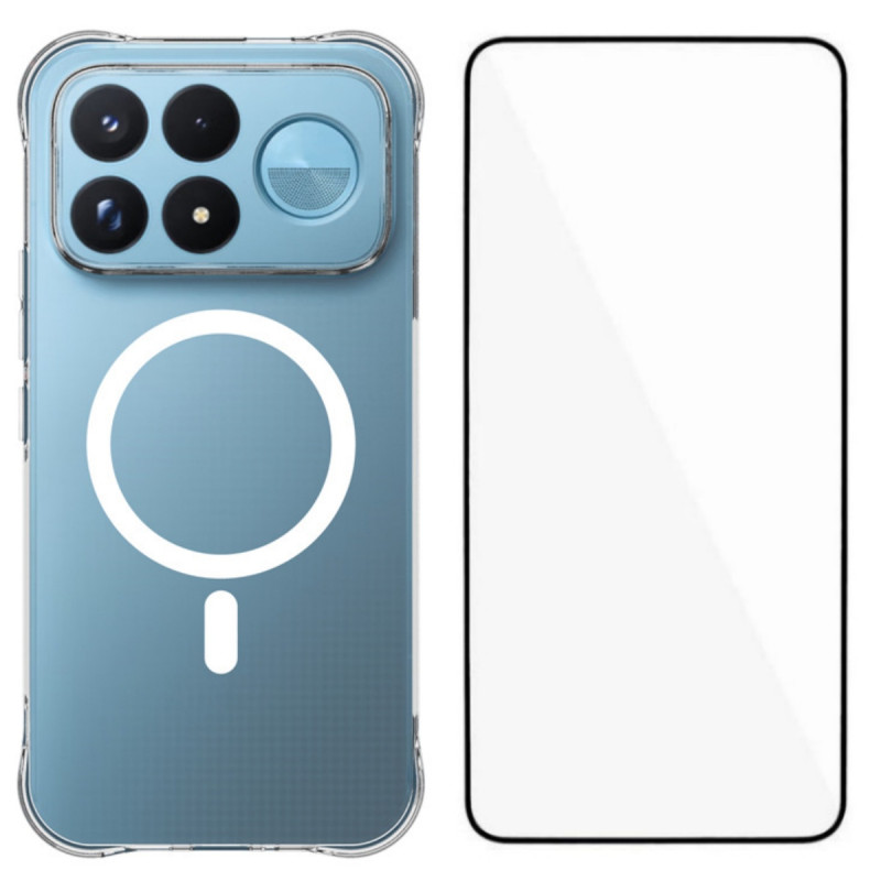 Funda magnética transparente para el Poco F9 Ultra con protector de pantalla