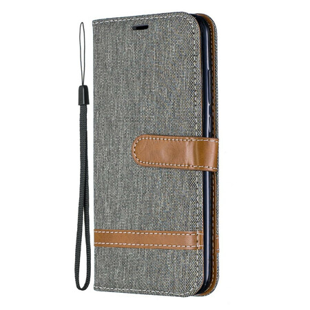 Funda Huawei P Smart Plus 2019 efecto tela y piel con colgante