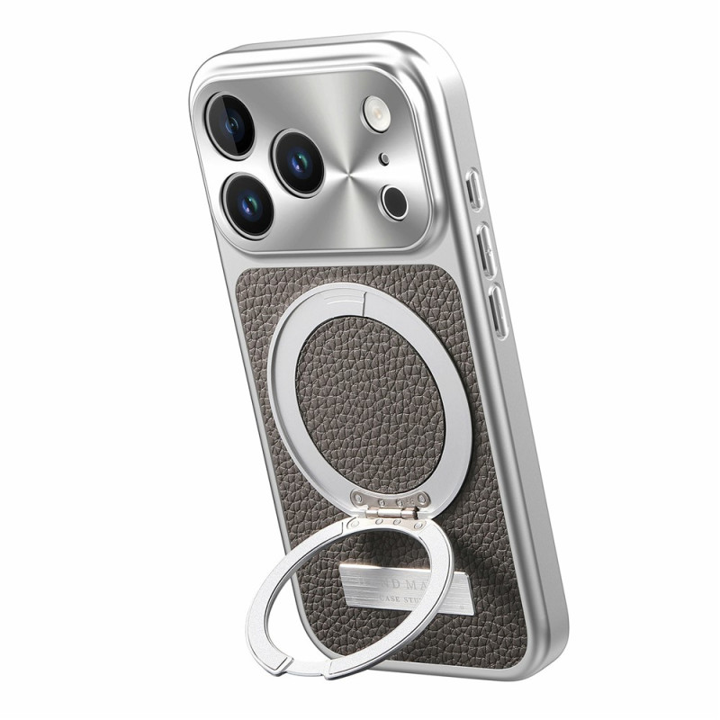 Funda magnética Litchi para iPhone 18 Pro / 17 Pro con soporte de 360°