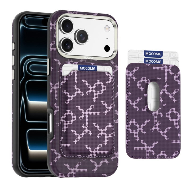 Funda magnética para iPhone 18 Pro con portatarjetas y textura de aramida