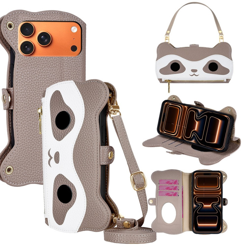 Funda para iPhone 18 Pro Max / 17 Pro Max estilo maletín con diseño de mapache