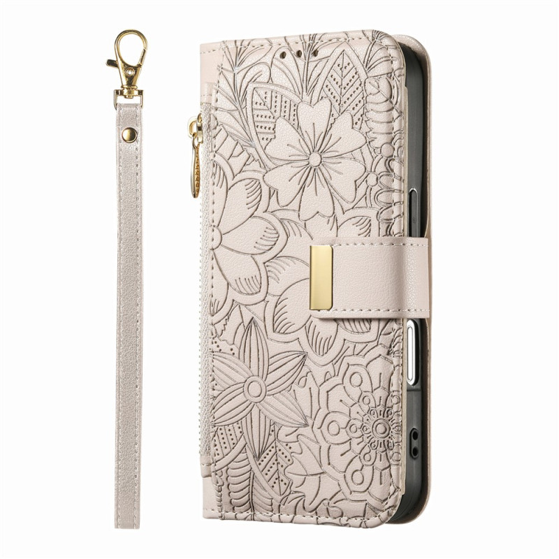 Funda para iPhone 18 Pro Max / 17 Pro Max con motivos de flores y hojas y cordón