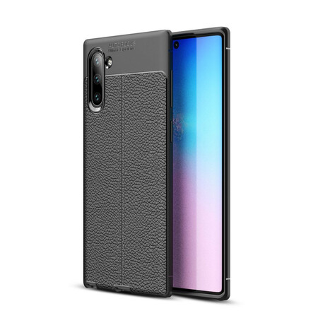 Funda de piel Samsung Galaxy Note 10 Efecto Litchi de doble línea