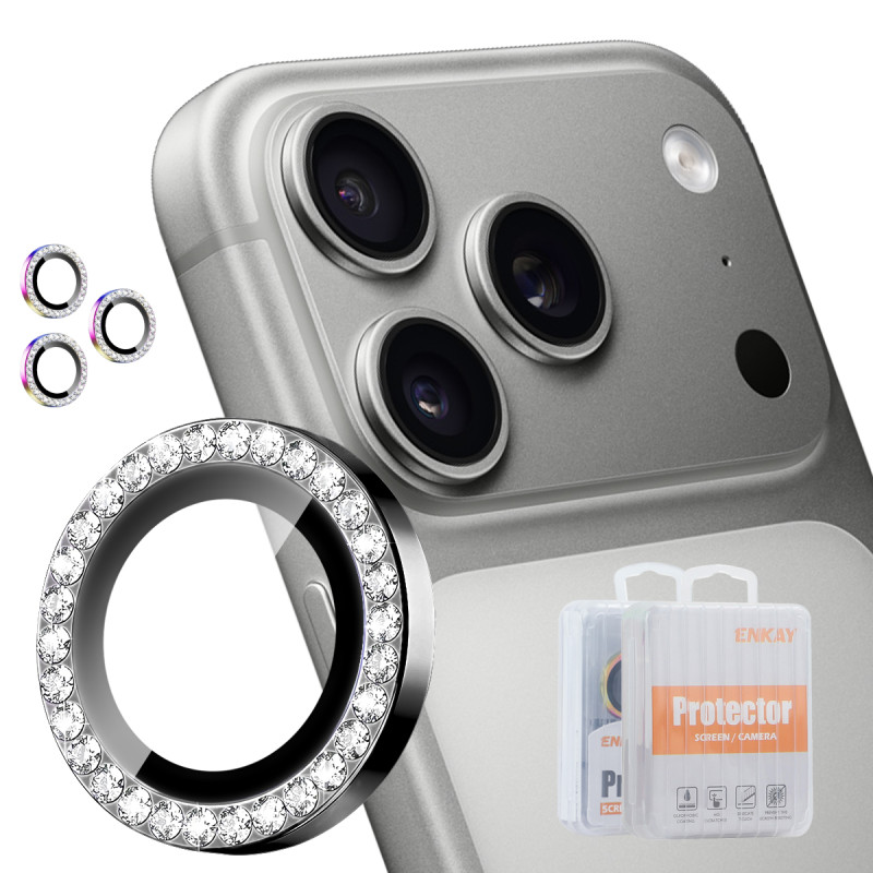 Lente protectora de cristal templado para iPhone 18 Pro / 18 Pro Max con pedrería