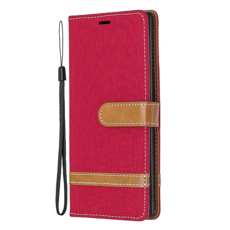 Funda de tela y efecto cuero para Samsung Galaxy Note 10 con colgante