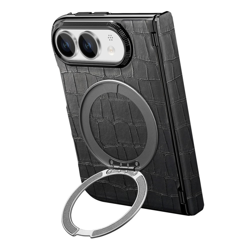 Funda magnética para iPhone «Duo» con diseño de cocodrilo y soporte
