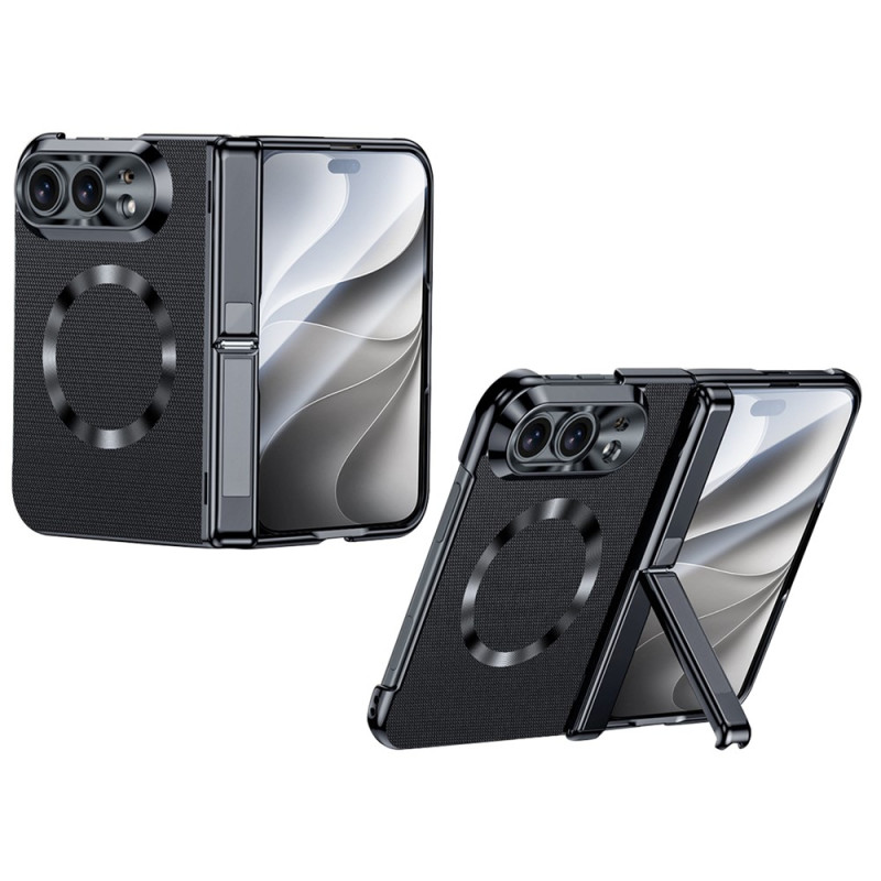 Funda magnética para iPhone Duo con efecto de cuero y soporte con bisagra