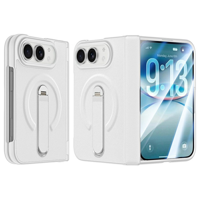 Funda magnética para iPhone Duo de imitación de piel con soporte y cristal templado
