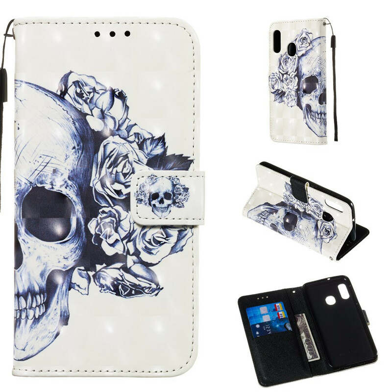 Funda de calavera y huesos cruzados para Samsung Galaxy A20e