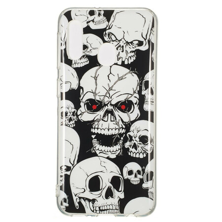 Funda fluorescente Samsung Galaxy A20e Caution Skulls