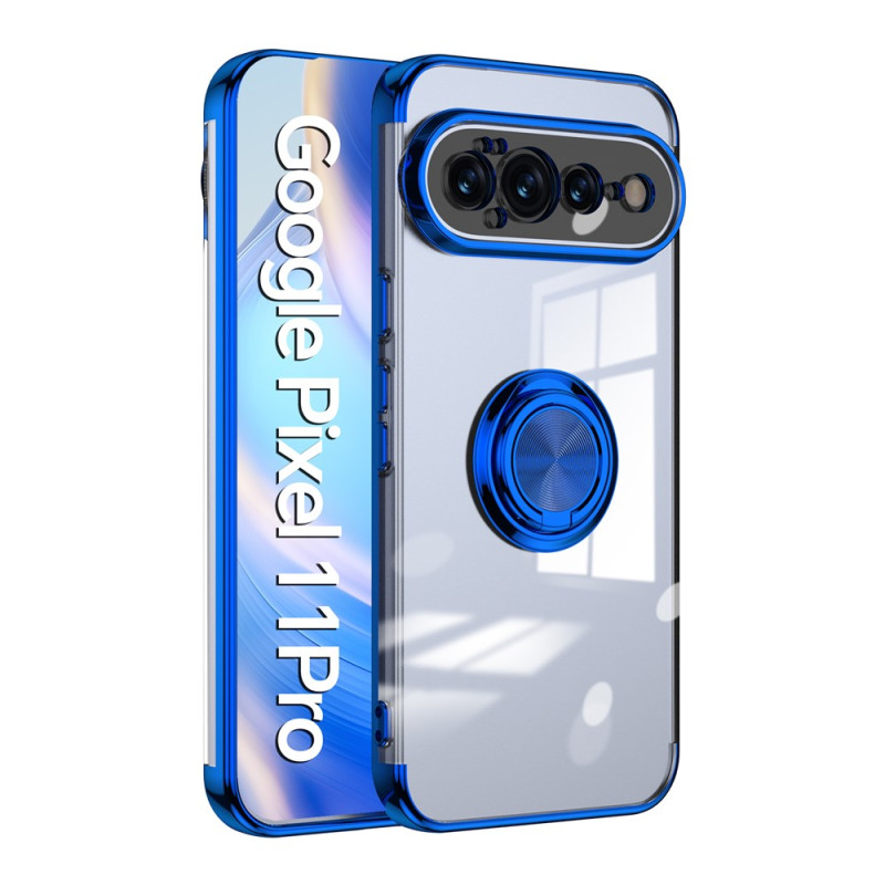Funda transparente metalizada para Google Pixel 11 Pro con anillo giratorio