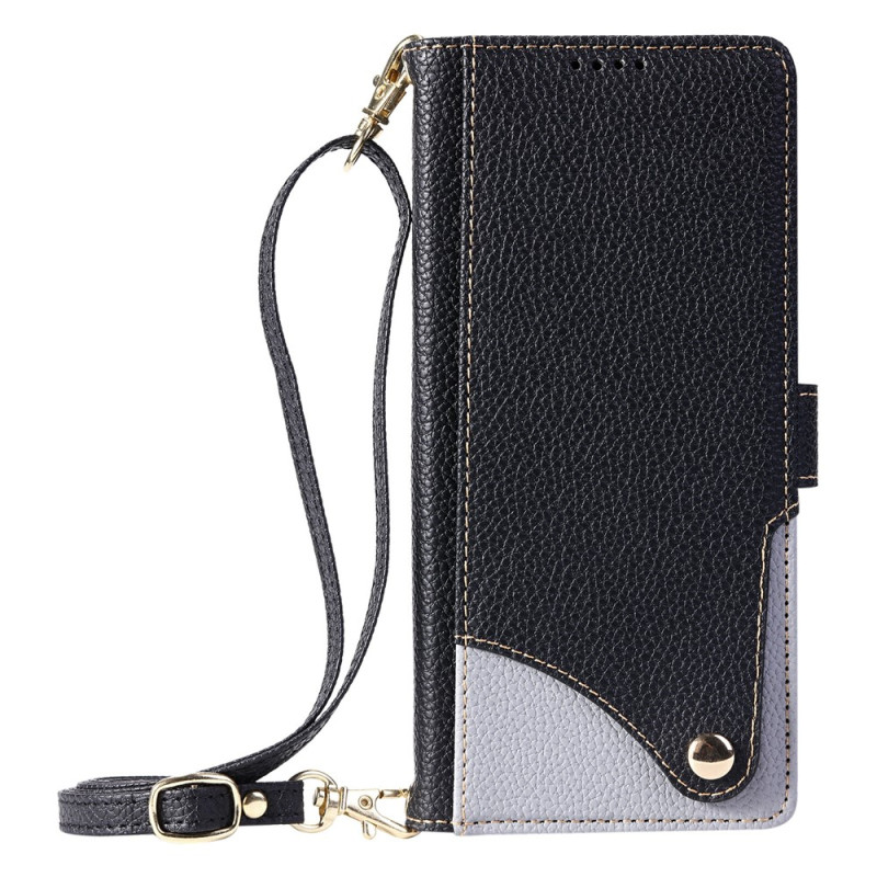 Funda bicolor para Google Pixel 11 Pro XL con cordón y colgante para el hombro