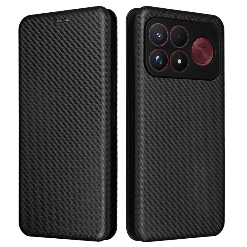 Funda tipo flip para Poco F9 Pro de fibra de carbono