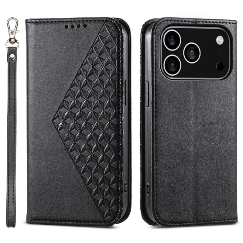 Funda para iPhone 18 Pro / 17 Pro con diseño de rombos y cordón