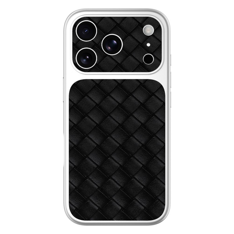 Funda para iPhone 18 Pro / 17 Pro con efecto trenzado y borde plateado