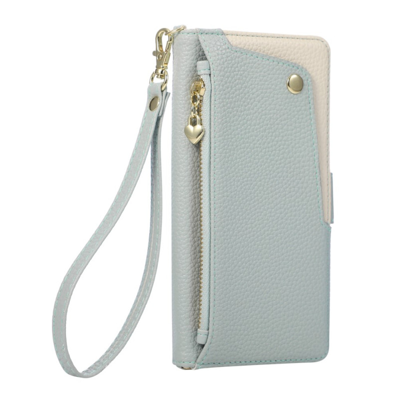 Funda tipo cartera bicolor para iPhone 18 Pro Max / 17 Pro Max con bolsillo con cremallera
