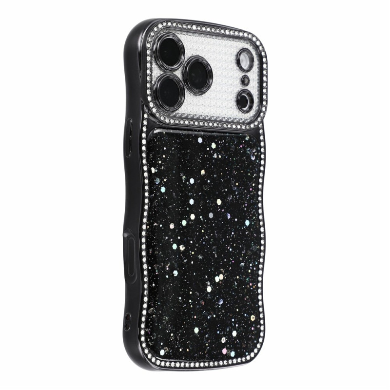 Funda para iPhone 18 Pro Max / 17 Pro Max con purpurina, ondulada y con pedrería