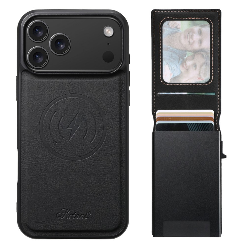 Funda para iPhone 18 Pro Max / 17 Pro Max con textura de lichi y tarjetero extraíble
