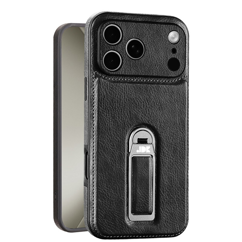 Funda para iPhone 18 Pro Max / 17 Pro Max con efecto piel y anillo de soporte metálico