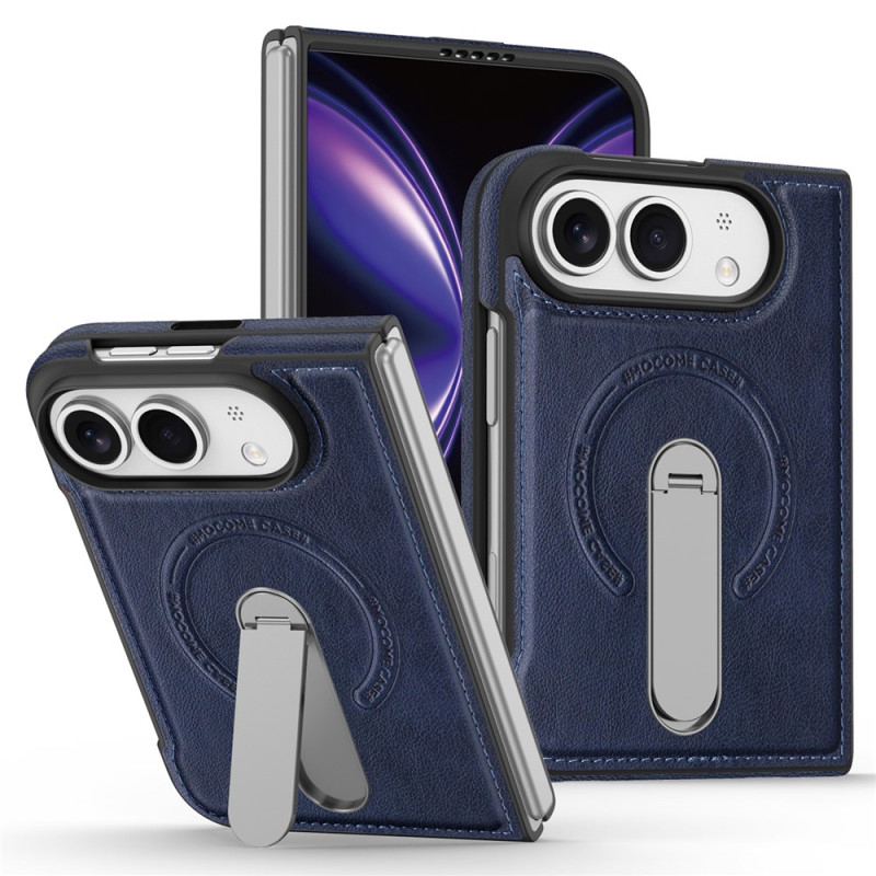 Funda magnética para iPhone Duo con efecto de cuero y soporte giratorio de 360°