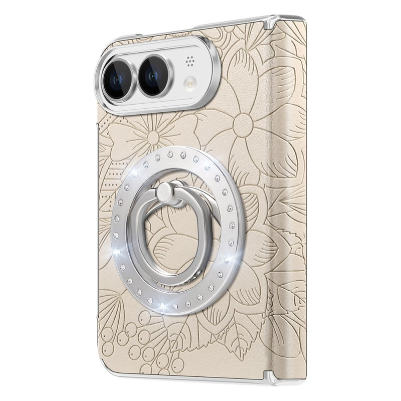 Funda magnética para iPhone Duo con anillo giratorio de strass