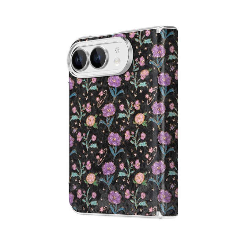 Funda magnética floral para iPhone Duo con protección de doble bisagra