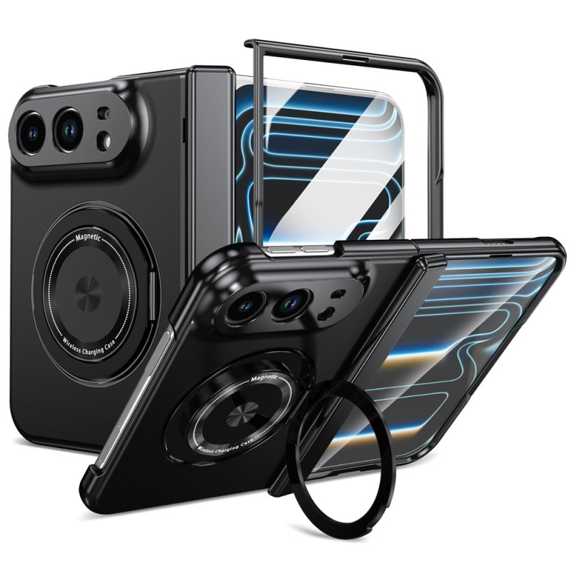 Funda magnética para iPhone Duo con anillo giratorio y cristal templado