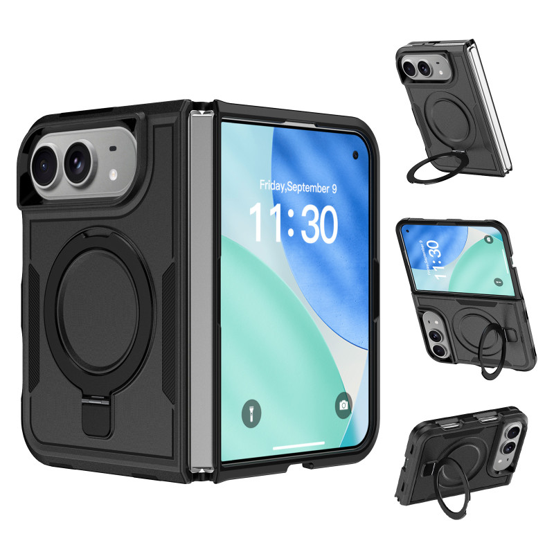 Funda magnética para iPhone Duo, resistente a los golpes, con anillo giratorio de sujeción