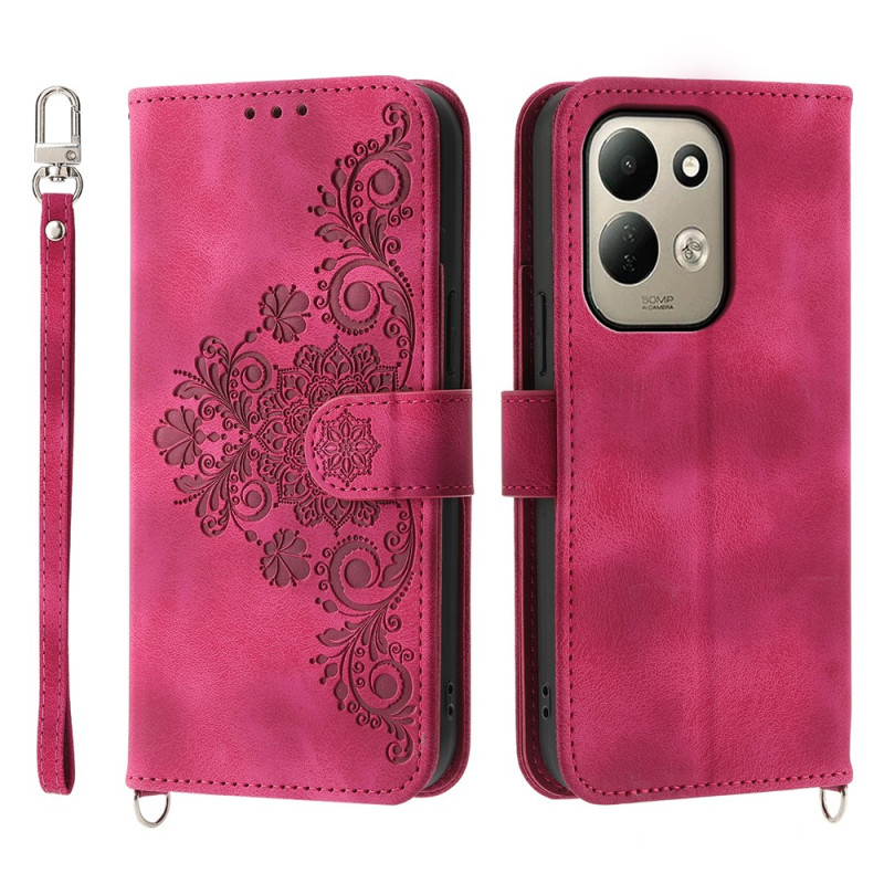 Funda para Poco C95 Pro con motivos florales, encaje y cordón
