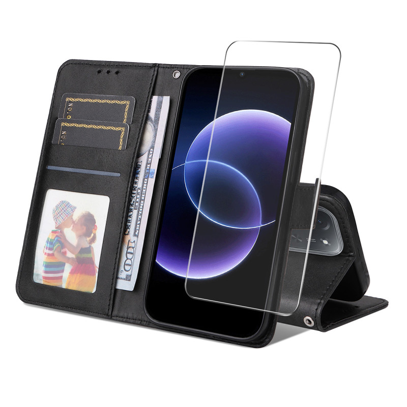 Funda de imitación de cuero para el Poco C95 Pro con protector de pantalla