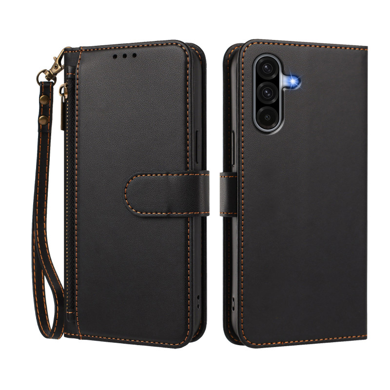 Funda tipo cartera para Samsung Galaxy A18 4G / A17 4G / 5G con capacidad para 4 tarjetas y bolsillo con cremallera