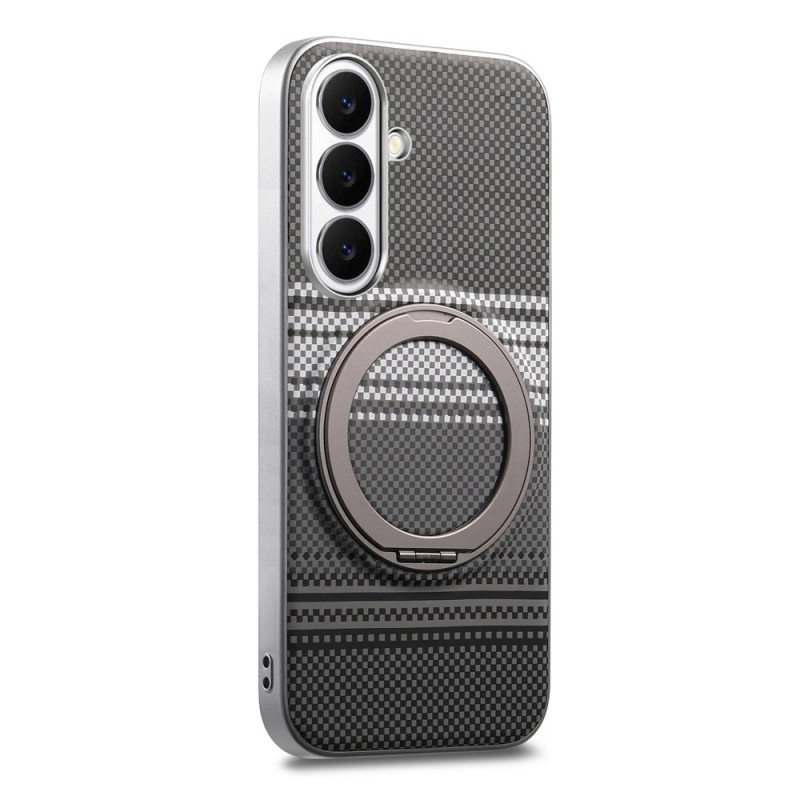 Funda magnética para Samsung Galaxy A18 4G / A17 4G / 5G con efecto fibra de carbono y anillo giratorio
