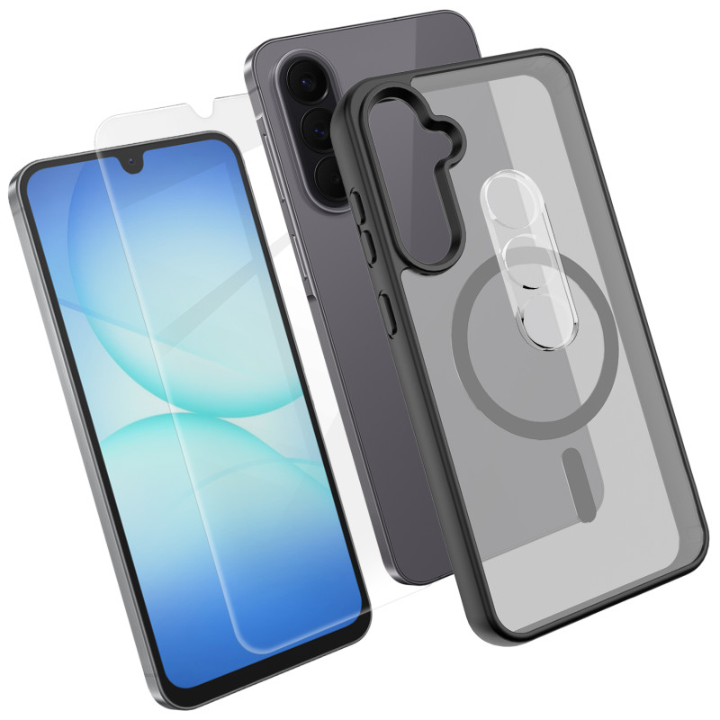 Funda magnética 3 en 1 para Samsung Galaxy A18 4G con cristal templado y protección para la cámara