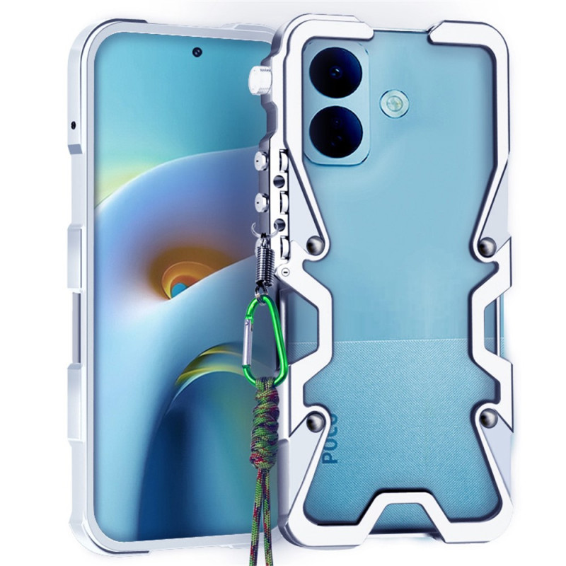 Funda protectora de aluminio para el Poco X8 5G con diseño de brazo mecánico