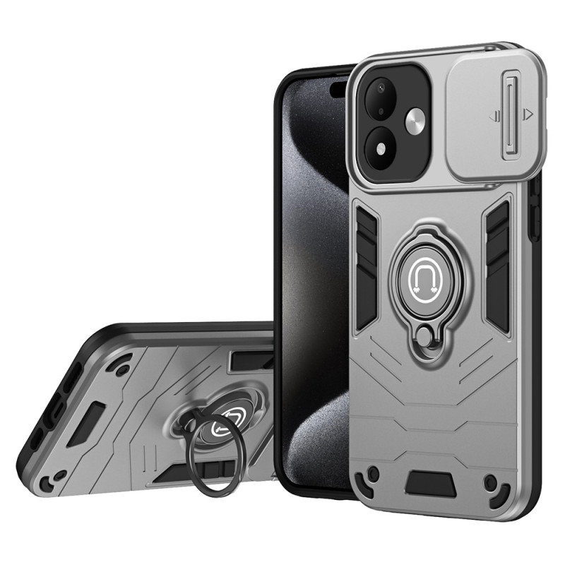 Funda resistente para Xiaomi Redmi Note 17 5G / 4G con tapa deslizante para la cámara y anillo de soporte