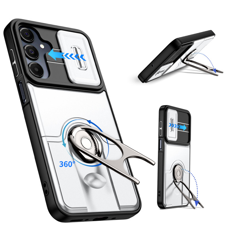 Funda para Samsung Galaxy S26 FE / S25 FE con tapa para la cámara y soporte giratorio