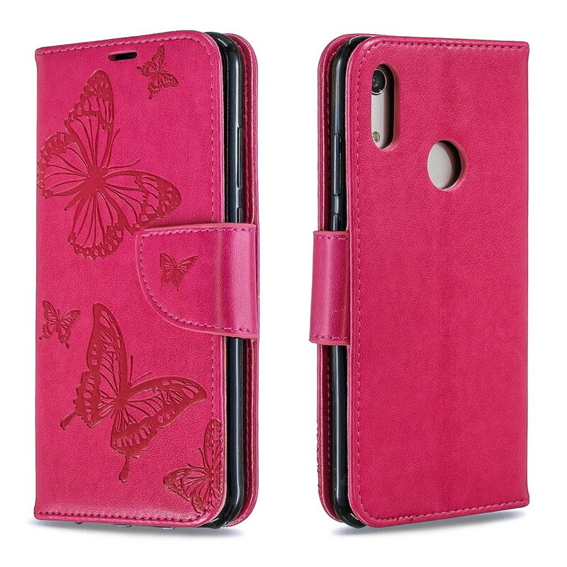 Funda Huawei Y6 2019 Mariposas y solapa oblicua Funda Huawei Y6 2019 Mariposas y solapa oblicua